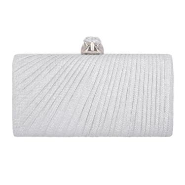 Imagem de Adoptfade Bolsas femininas para noite com strass plissadas para festa, bolsa clutch com glitter, bolsas rígidas, Prata