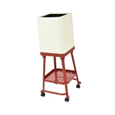 Imagem de Generic Lixeira com rodas, lixeira, prateleira inferior de grande capacidade, lixeira para banheiro, quarto, sala de estar, cômoda, Vermelho