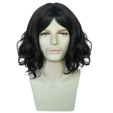 Imagem de Peruca curta preta encaracolada de 41 cm para homens e mulheres - apar