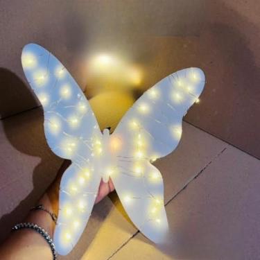 Imagem de Borboleta Acrílico Com Fio De LED Decoração Enfeite 17cm e 27cm festa fio de fada brilho quentem,decoração de natal para jardim(17CM)