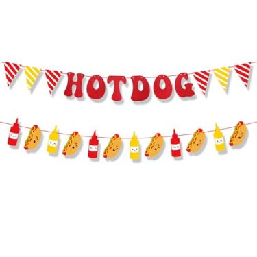 Imagem de Decorações Faixa Festa Cachorro-Quente, Cachorro-Quente Faixa Bandeira Mostarda e Ketchup Garrafa Design Decoração para Churrasco Piquenique Suprimentos Decorativos