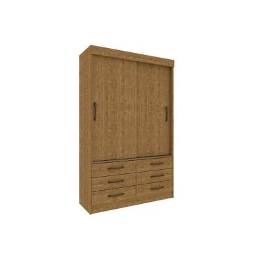 Imagem de Guarda Roupa 2 Portas Chicago C/ De Correr E 6 Gavetas Cinamomo - Tcil Móveis