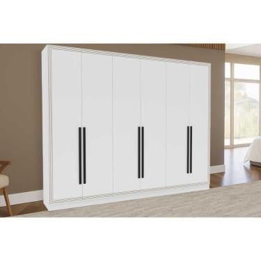 Imagem de Guarda Roupa Casal 6 Portas E 4 Gavetas Valência Branco - Politorno