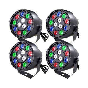 Imagem de Kit 4X Canhão 12 Leds RGBW 3W Strobo Profissional Iluminação GT84 - Lo