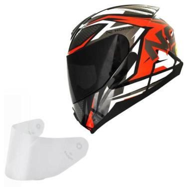 Imagem de Capacete Masculino Norisk Razor Sharp Vermelho Viseira Fume, PRETO VER