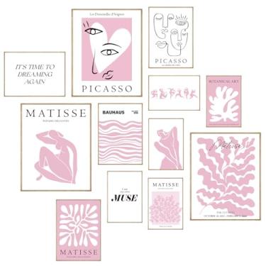 Imagem de KINYEYE Pôsteres de parede minimalistas rosa para decoração de quarto feminino, pôsteres de artistas estéticos rosa coquete impressões de arte de parede para quarto, sala de estar | Sem moldura