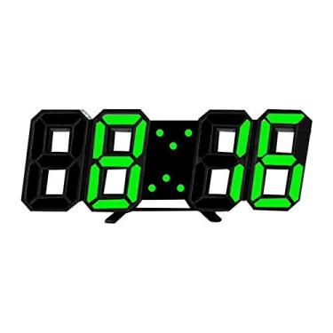 Imagem de Relógio de Parede LED 3D Digital com Alarme Display Data e Temperatura para Casa Sala Estar Escritório Armazém Design Multifuncional Grande Fácil Ler Aparência Moderna