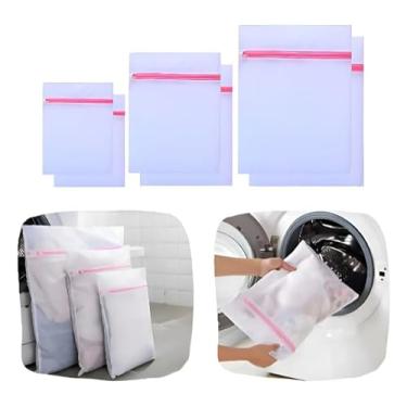 Imagem de Kit 6 Saquinhos Sacos Lavar Roupa Intimas Delicada Com Zíper Protetor De Lingerie 2p/2m/2g Guardar Roupas Viagem Sem Bolinhas Na Roupa