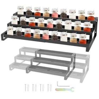 Imagem de ZJRDYYK Organizador expansível de especiarias, suporte organizador de perfume de aço carbono de 3 níveis, prateleira de sobremesa, suporte de armazenamento de especiarias para armário e bancada