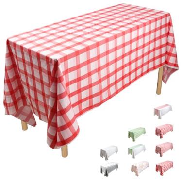 Imagem de ZGP (Grade vermelha) 137 x 213 cm, 10 peças de toalha de mesa de PE puro descartável, toalhas de mesa para festas, piquenique, casamento, toalhas de mesa decorativas, retângulo, capa de plástico