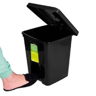 Imagem de Lixeira 15L Pedal Reforçada Coleta Seletiva Tampa Preta - Yeet