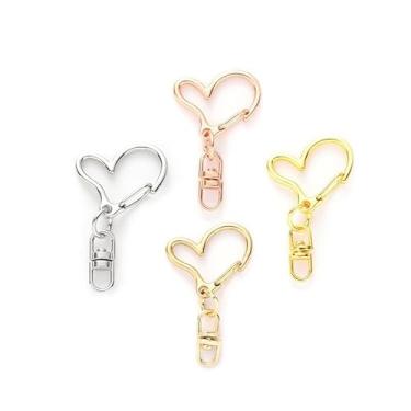 Imagem de Clipes de chaveiro em forma de coração de metal, 10 peças de clipes de mosquetão de coração para chaveiros, porta-cartões e chaveiros de imagem - dourado