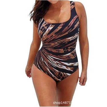 Imagem de Maiô Plus Size de Uma Peça 2020 Localize Estampa E Biquíni Maiô Cor Café L