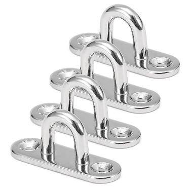 Imagem de 4 pçs placa de olho deck placa ferragem marinha multifuncional gancho de montagem na parede para pendurar cadeira redes yoga boxe saco de boxe treinamento cintas