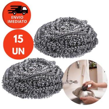 Imagem de Kit Esponja De Aço Inox Limpeza Pesada Bucha Brilho Panela Grelha Casa