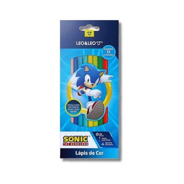 Imagem de Lápis De Cor Escolar Sonic 12 Cores Triangular Leo&Leo