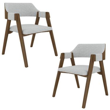 Imagem de Kit 2 Cadeiras Sala De Jantar E Jogos Carteados Madeira Maciça Poker Linho Cinza-nogueira G42 - Gran Belo