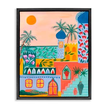 Imagem de Stupell Industries Arte de parede em tela flutuante emoldurada cinza arquitetura da cidade egípcia, design de Nabeela Rumi, 21 x 17