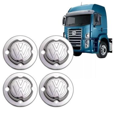 Imagem de Kit 4 Sobre Tampa Cubo Roda Cromada Caminhão Constellation - STORE AUT