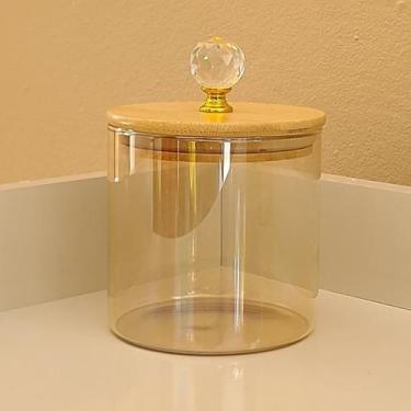 Imagem de Pote Hermético de vidro com tampa de bambu 550ml Liso Ambar cristal co