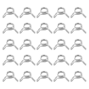 Imagem de HARFINGTON Clipes de mangueira de linha de combustível de fio duplo 5 mm ID 5-6,2 mm OD, 25 peças de clipes de mola de tubo de aço inoxidável para mangueira de ar, tubo de água, motocicleta, scooter