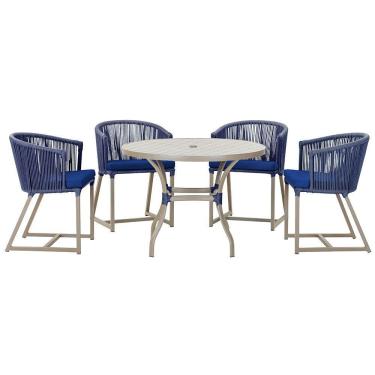 Imagem de Mesa Com 4 Cadeiras E Noronha Estofado 10 Trama Original Azul