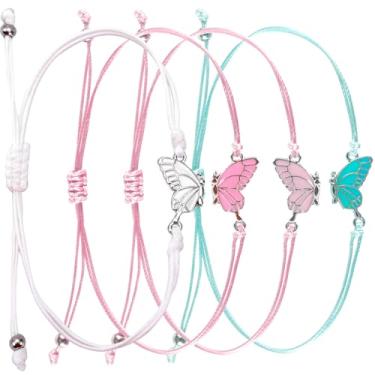 Imagem de SmallCat Pulseiras Best Friend para 2, pulseiras de amizade combinando, pulseira de borboleta ajustável para casal, mulheres, 10.63 Inch, Liga de aço, Sem Pedra Preciosa