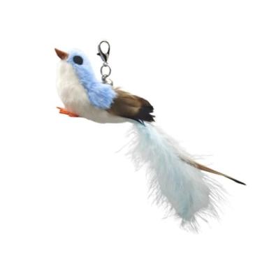Imagem de Luzhengyang Recargas de varinha Feather Cat Teaser – Cabeças inspiradas em pássaros naturais, acessórios de brinquedo de gato para brincadeiras interativas (pacote com 5) (lianque azul (com dedos dos