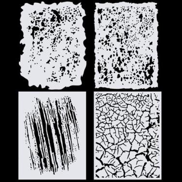 Imagem de AceOrbit 4 peças de modelo de estêncil de aerógrafo 13,3 cm x 10,16 cm, modelo de arte branca com corte a laser de precisão, modelos de estêncil para pintar carros, camiseta DIY, projetos de tatuagens