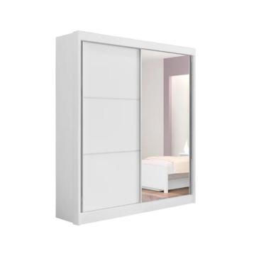 Imagem de Guarda Roupa 2 Portas De Correr Com Espelho 3 Gavetas Atenas D'doro Branco