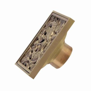 Imagem de Cryfokt Grelha de Cobertura de Dreno de Piso de Latão Antigo de 10 Cm para Drenagem de Banheiro e Cozinha, Design Elegante Com Super Capacidade de Drenagem (Como um peixe na água)