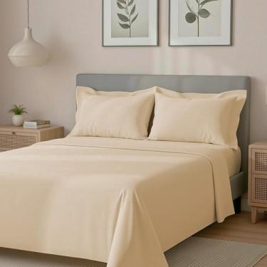 Imagem de Jogo de Cama King Percal 300 Fios 100% Algodão Acetinado 4 Peças – BF Colchões