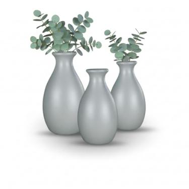 Imagem de Trio de Vasos Decorativos Bojudo Minimalista em Cerâmica Decoração para Sala, Mesa de Centro, Aparador Estante (Cimento Queimado)