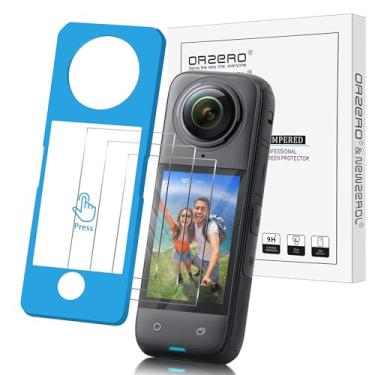 Imagem de Orzero (Pacote com 3) Protetores de tela de câmera compatíveis com acessórios Insta360 X4 Air com ferramenta de alinhamento automático, protetor de pantalla vidro temperado 9H alta definição
