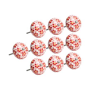 Imagem de 12 Puxador em Cerâmica Abóbora Floral Armário Boho Chic (Vermelho/Floral - MPPON142)