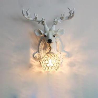 Imagem de Luminária de parede contemporânea em formato de veado, ideal para sala de estar, quarto, escritório, casa de campo, hotel, quarto infantil e corredor, com iluminação LED (Estilo Q)