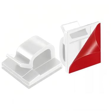 Imagem de Conjunto de 10 clipes de cabo com adesivo, organizador de fios, organizador de cabos, organizador pequeno de mesa e parede para cabo Ethernet, carro, luzes de Natal, branco