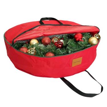 Imagem de Bolsa de armazenamento de guirlanda de 61 x 18 cm, bolsa de armazenamento única vermelha, tecido Oxford 600D resistente, recipiente de guirlandas para guirlandas de Natal e suporte de armazenamento