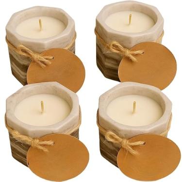 Imagem de Vela Aromática Lavanda Perfumada Artesanal Vegetal Vaso de Gesso Vasinho(4 Velas 35g (ESCOLHER NO CHAT))