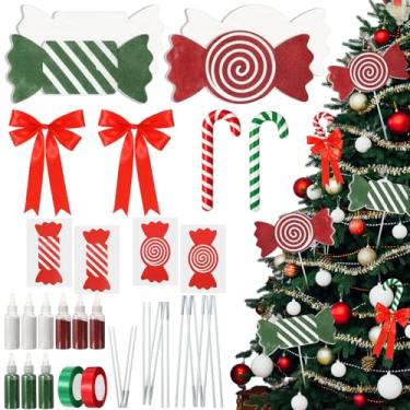 Imagem de Roowest 30 peças de decorações de Natal DIY espuma doce bengala glitter enfeites de hortelã-pimenta para árvore de Natal doce pirulito artesanato decoração para casa suprimentos de festa de Natal