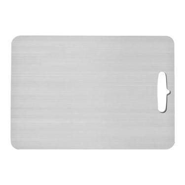 Imagem de Tábuas de corte de titânio para cozinha | Tábua de corte de metal de titânio | Tapete de corte leve dupla face resistente a arranhões reversível multiuso resistente ao calor para servir charcutaria