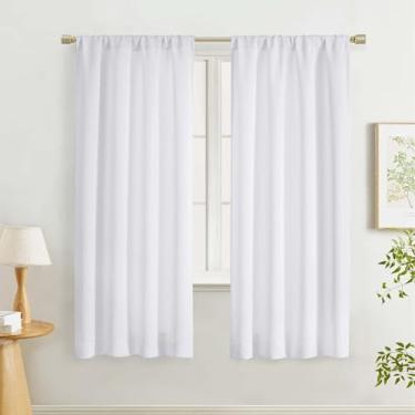 Imagem de Lecloud Cortinas brancas puras de 153 cm de comprimento, 2 peças, cortinas macias de filtragem de luz para sala de estar, cortinas elegantes com isolamento térmico para sala de jantar, cada painel