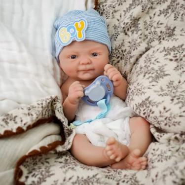 Imagem de Bebê Reborn de Silicone Sólido Realista Boneco Reborn com Acessórios Flexível (Menino 40cm)