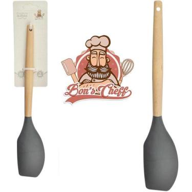 Imagem de Espatula Pao Duro De Silicone Grafite Cabo Madeira Bonscheff - Wellmix