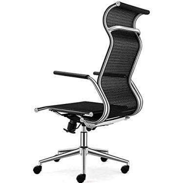 Imagem de ngddf2haa Cadeira de computador doméstico cadeira giratória ajustável cadeira de escritório encosto de braço de elevação preto cinza (cor: preto)