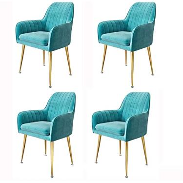 Imagem de Cadeira de jantar cadeiras de recepção de escritório conjunto de cadeiras de jantar de negócios moderno conjunto de 4 cadeiras de jantar com pernas de metal, assento de veludo e encostos sala para