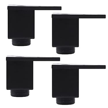 Imagem de ZJYWMM 4 peças de pernas de móveis ajustáveis de metal preto pernas de mesa pés de móveis de liga de alumínio peças de substituição para sofá sofá mesa pernas armários de cama elevadores, placa de