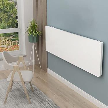 Imagem de Mesas de folhas suspensas para espaços pequenos, mesa flutuante dobrável, mesa de trabalho dobrável montada na parede, mesa flutuante montada em madeira maciça, mesa dobrável montada na parede