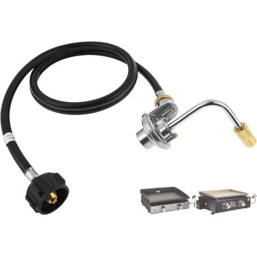 Imagem de PETKAO Mangueira adaptador de propano de 6 pés, conversor de 9 kg a 9 kg com regulador de gás para Blackstone 43 cm, grelha de mesa 55 cm, Pit Boss PB336GS 2 queimadores grelha a gás e grelhas de painel