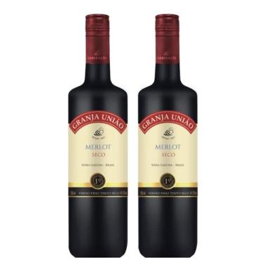 Imagem de Kit 2 Vinho Tinto Seco Merlot Granja União 750ml Vinicula Garibaldi